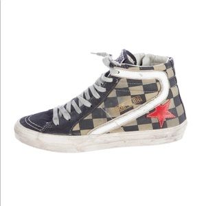 Checkered golden goose slides 38